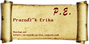 Prazsák Erika névjegykártya